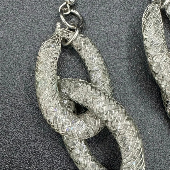 Sparkly Mesh Rhinestone Dangly Earrings - Picture 4 of 5